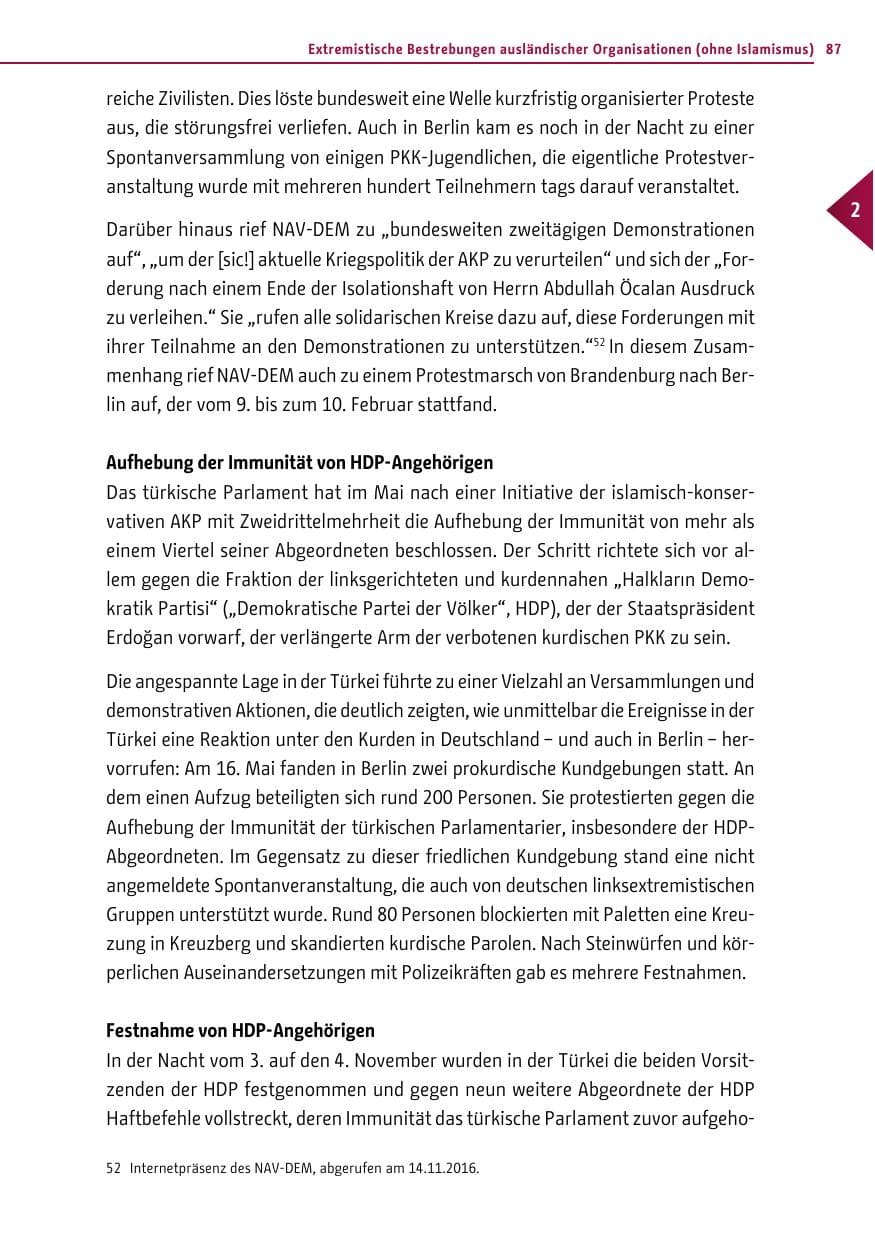 Seite 86 des Verfassungsschutzbericht 2016 Berlin