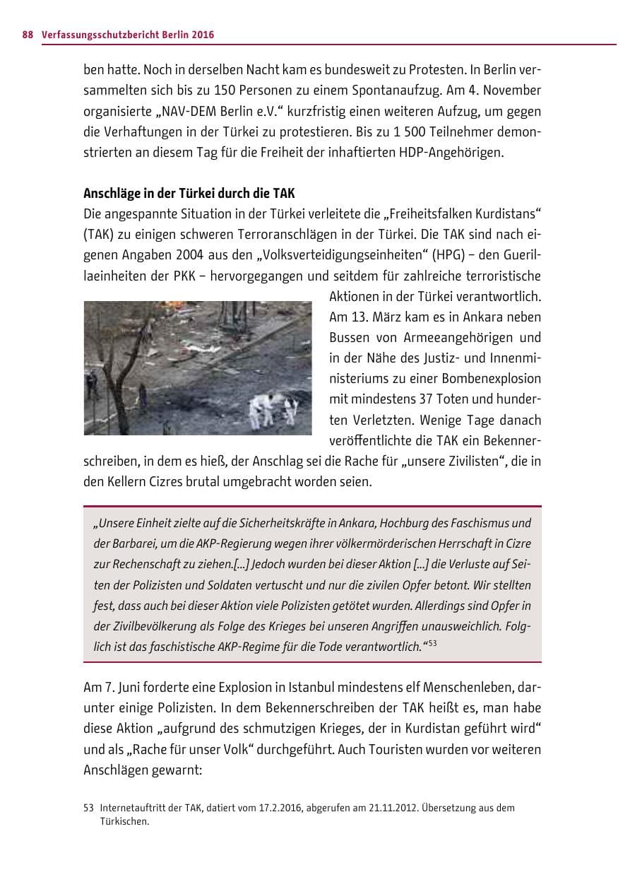 Seite 87 des Verfassungsschutzbericht 2016 Berlin