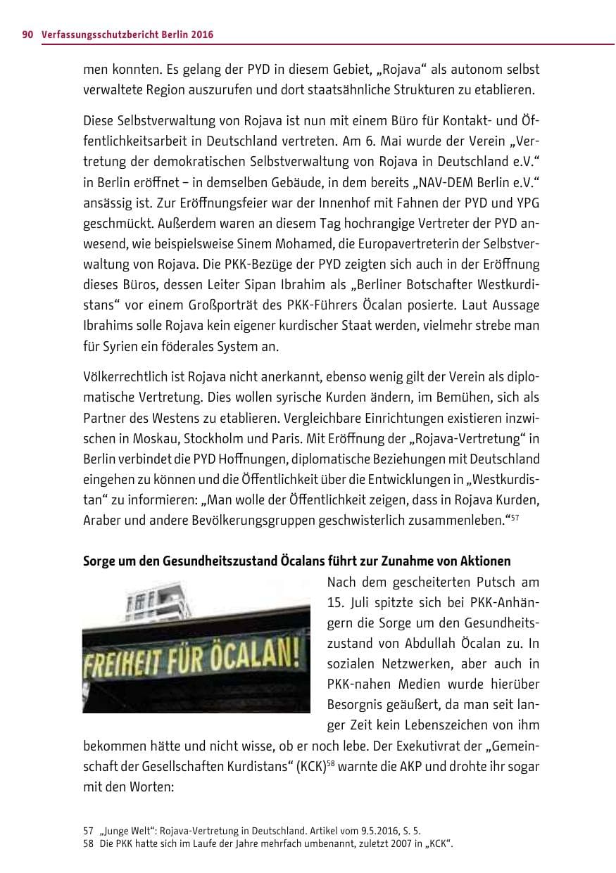 Seite 89 des Verfassungsschutzbericht 2016 Berlin