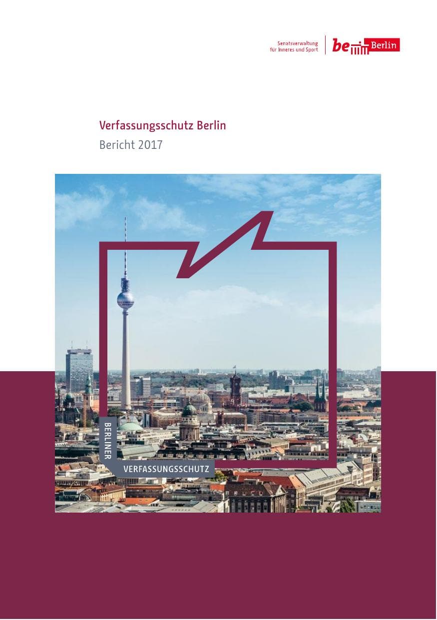 Seite 1 des Verfassungsschutzbericht 2017 Berlin