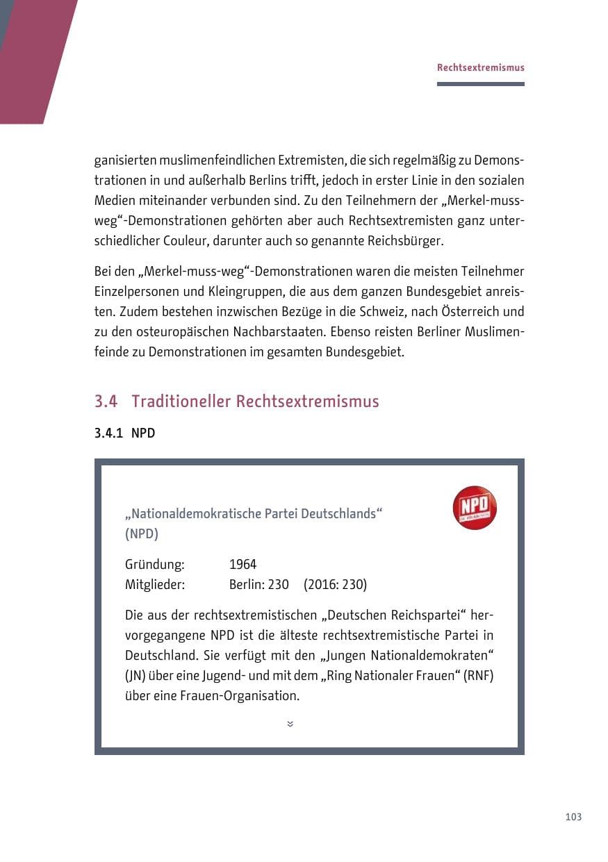 Seite 104 des Verfassungsschutzbericht 2017 Berlin