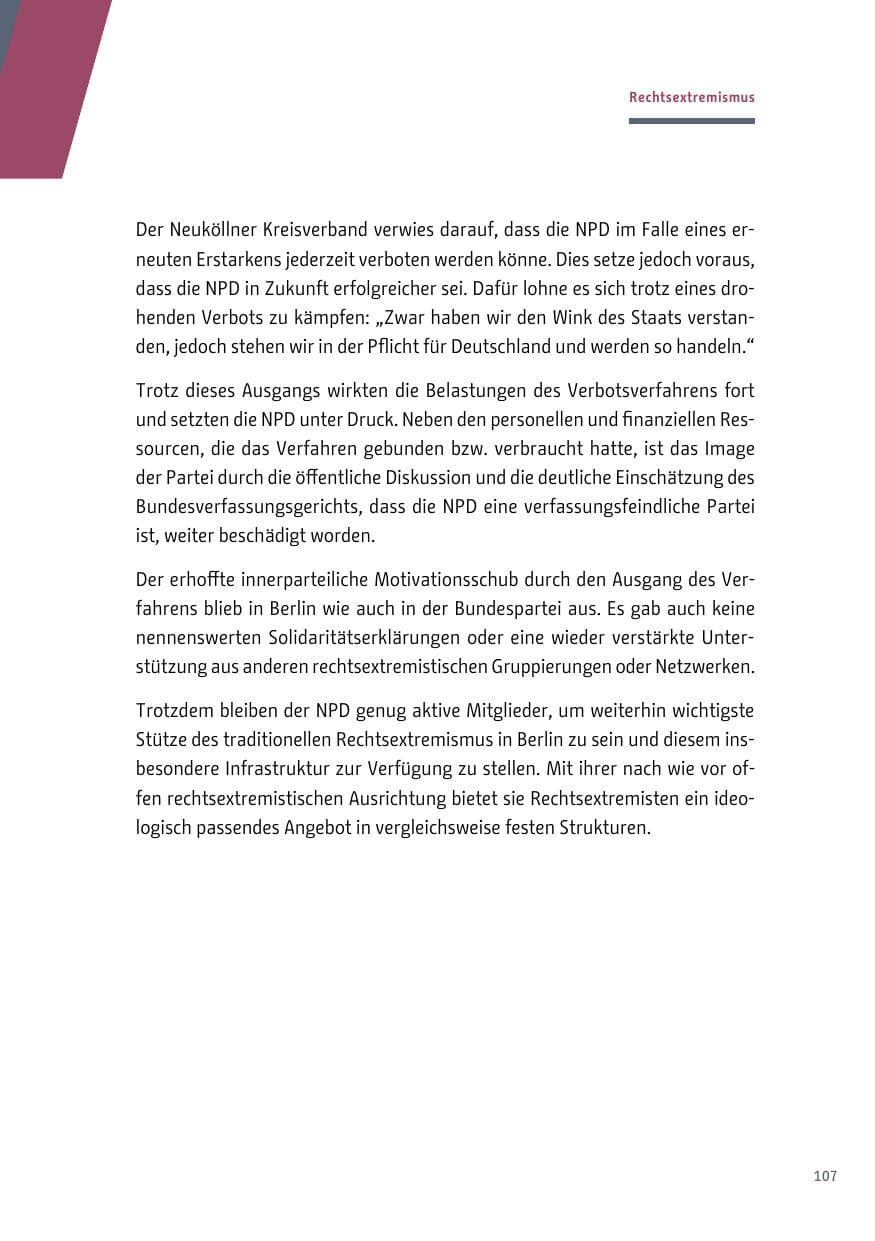 Seite 108 des Verfassungsschutzbericht 2017 Berlin