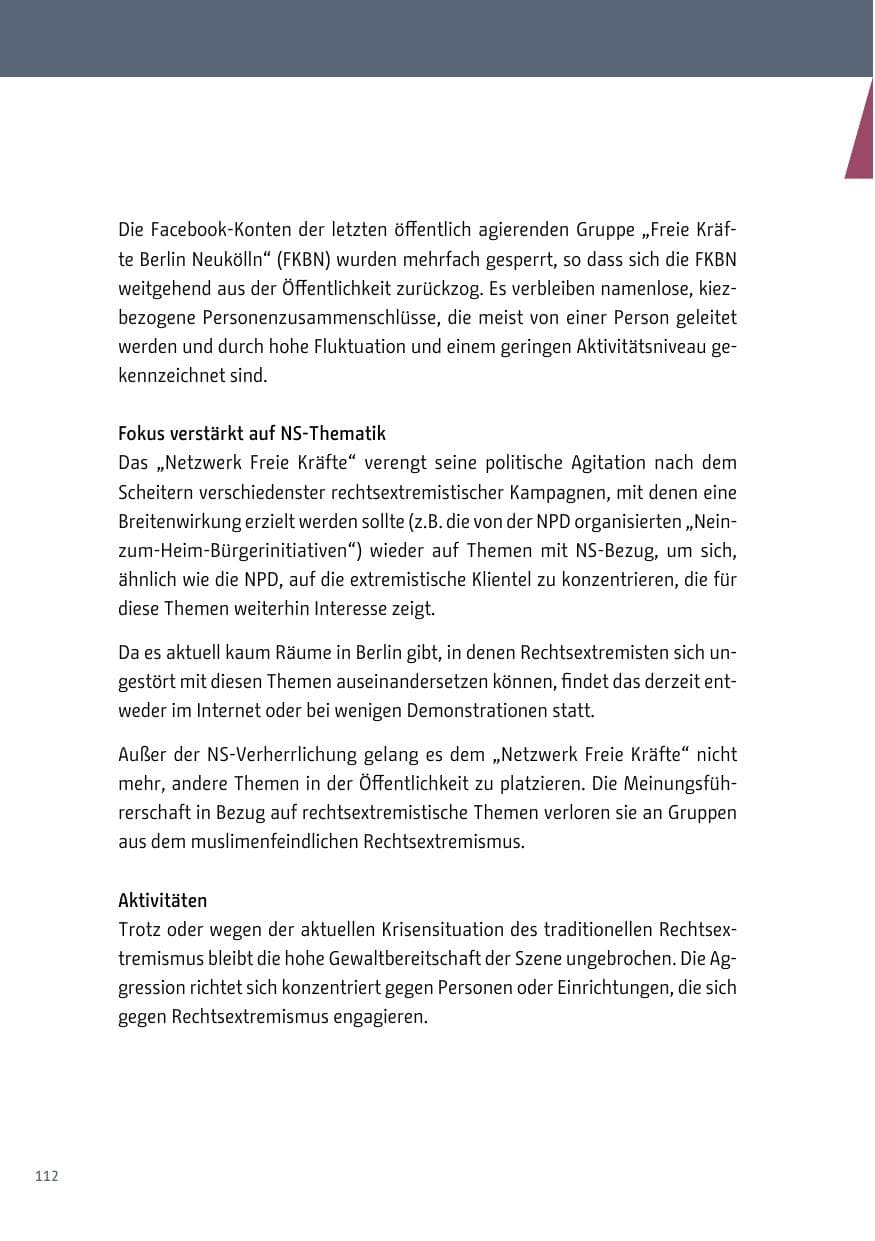 Seite 113 des Verfassungsschutzbericht 2017 Berlin