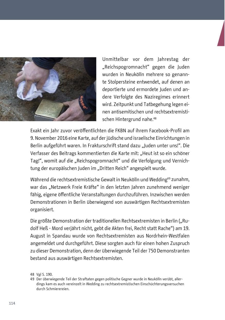 Seite 115 des Verfassungsschutzbericht 2017 Berlin