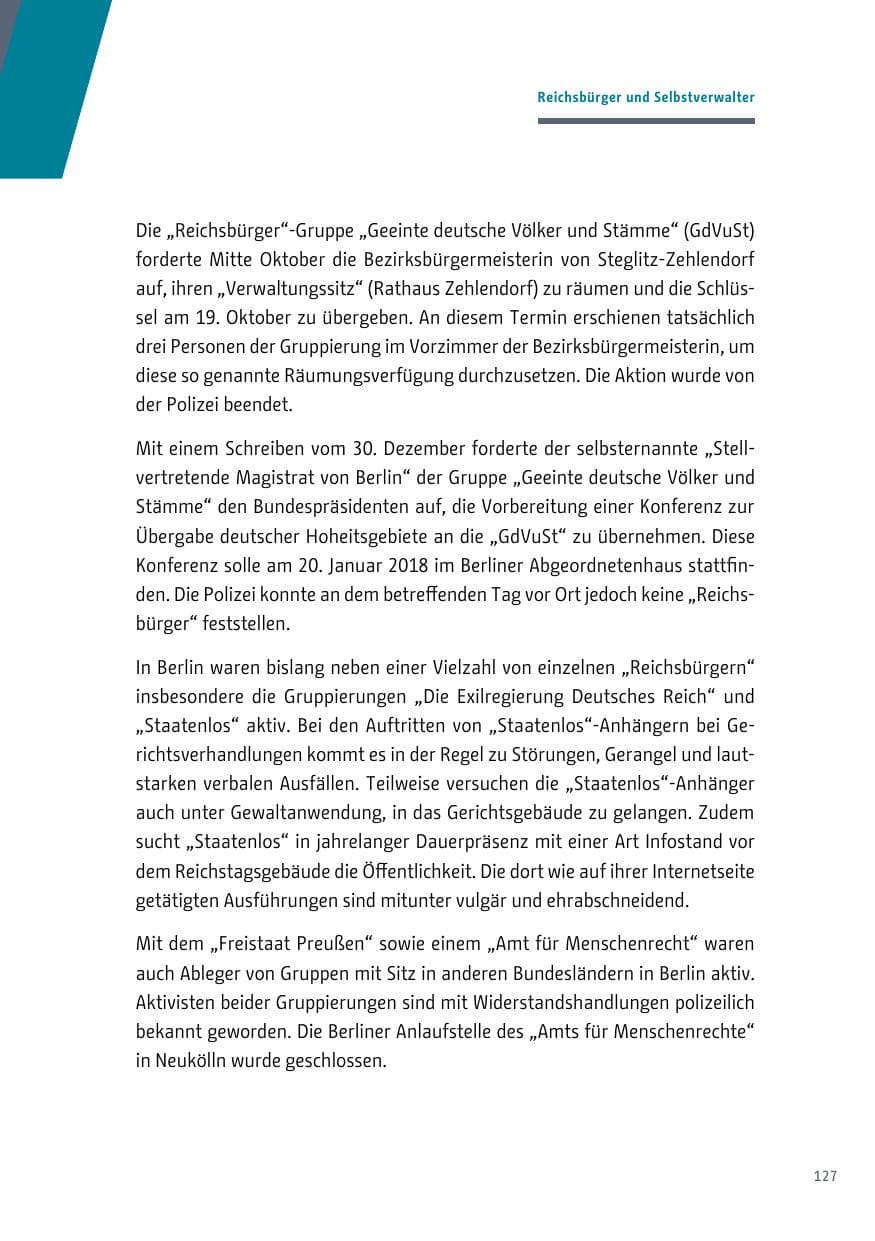 Seite 128 des Verfassungsschutzbericht 2017 Berlin