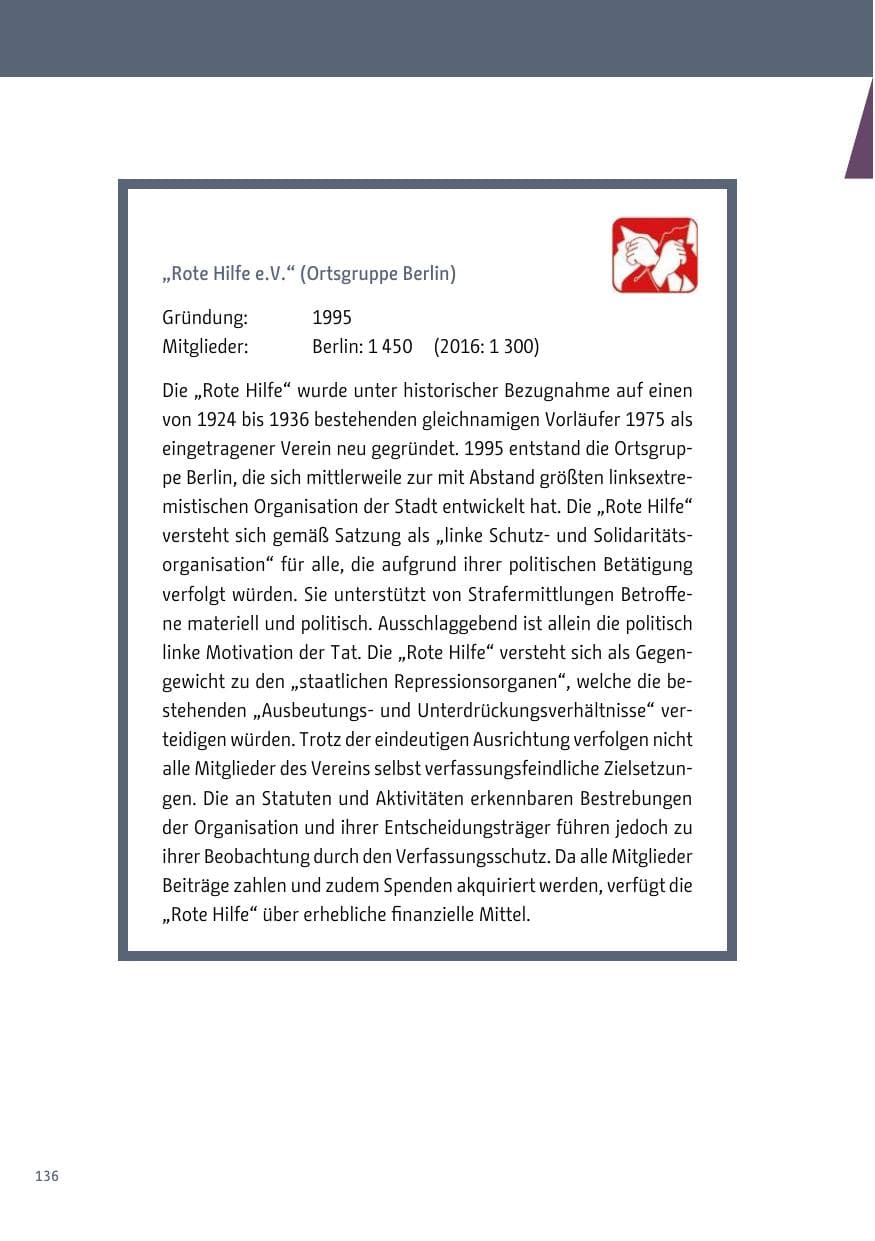 Seite 137 des Verfassungsschutzbericht 2017 Berlin