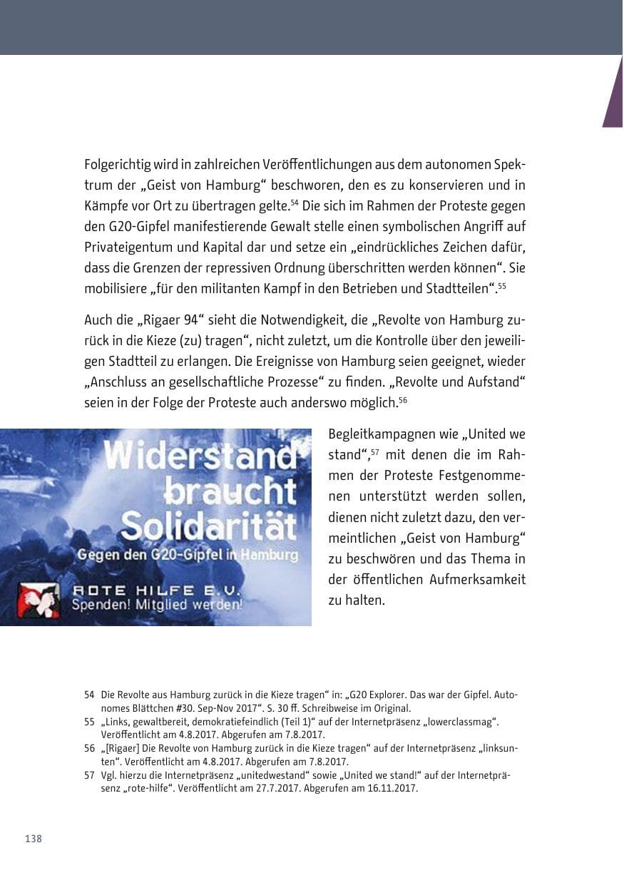 Seite 139 des Verfassungsschutzbericht 2017 Berlin