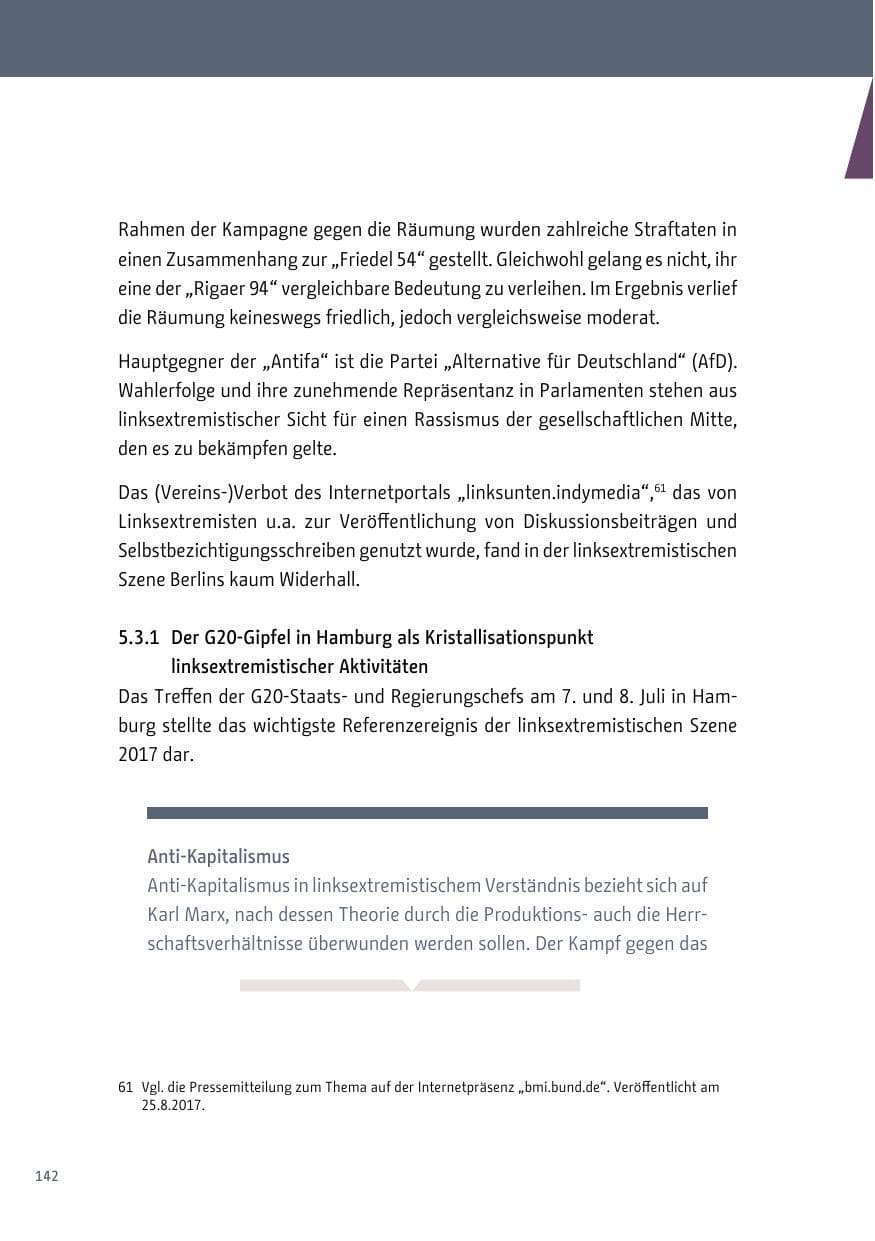Seite 143 des Verfassungsschutzbericht 2017 Berlin