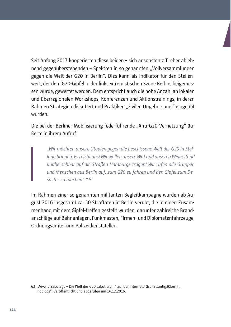 Seite 145 des Verfassungsschutzbericht 2017 Berlin