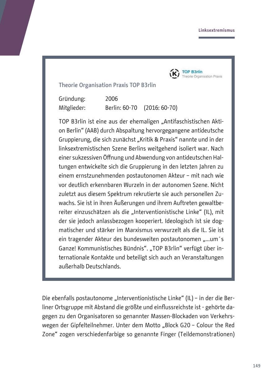 Seite 150 des Verfassungsschutzbericht 2017 Berlin