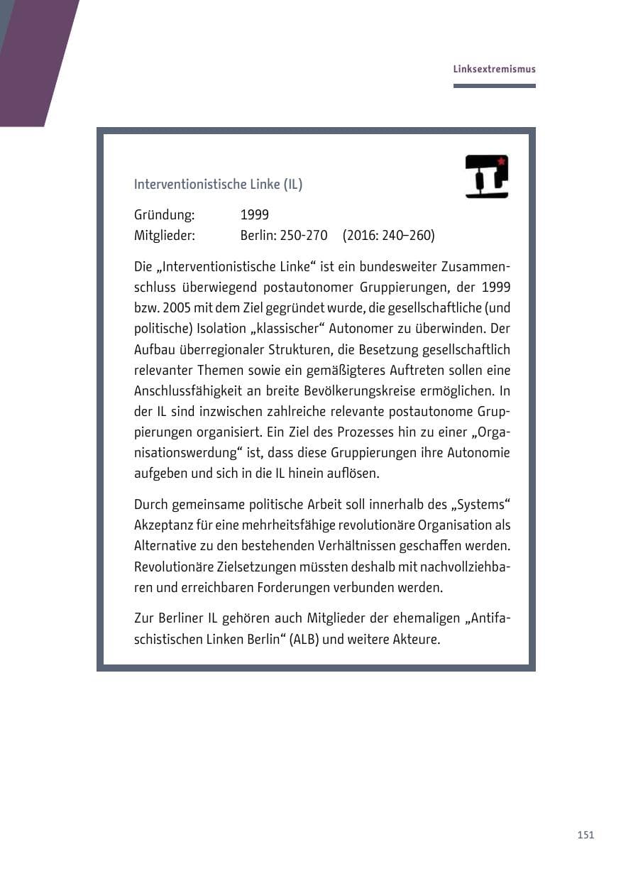 Seite 152 des Verfassungsschutzbericht 2017 Berlin