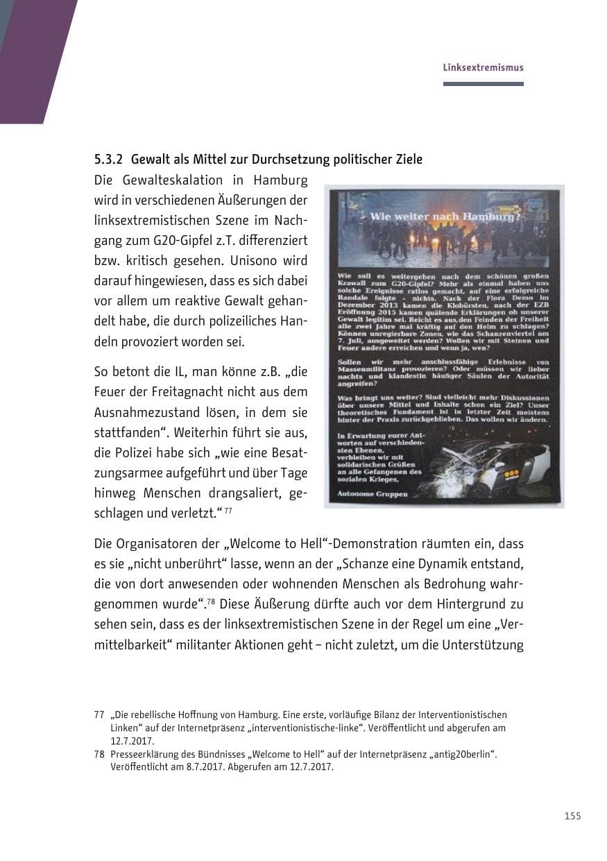 Seite 156 des Verfassungsschutzbericht 2017 Berlin
