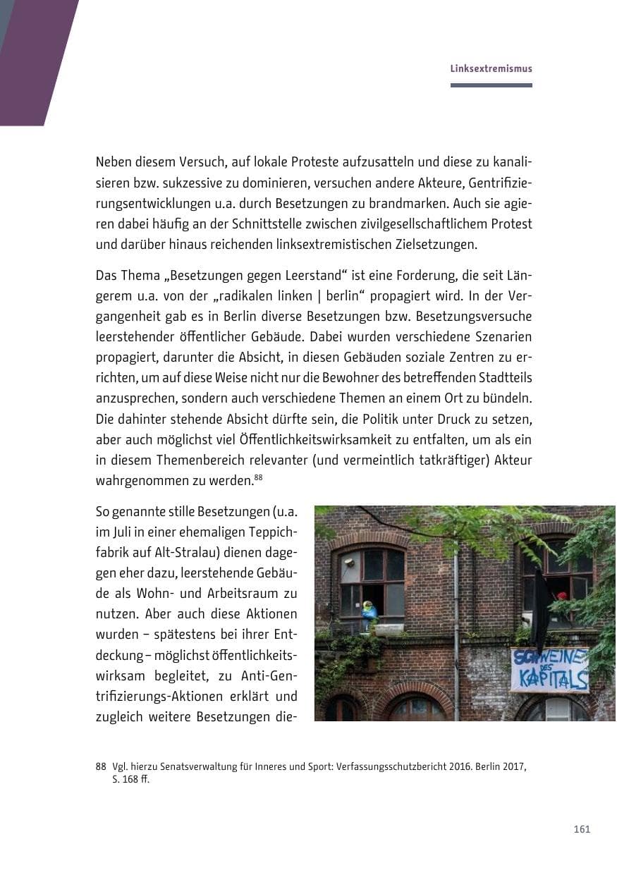 Seite 162 des Verfassungsschutzbericht 2017 Berlin