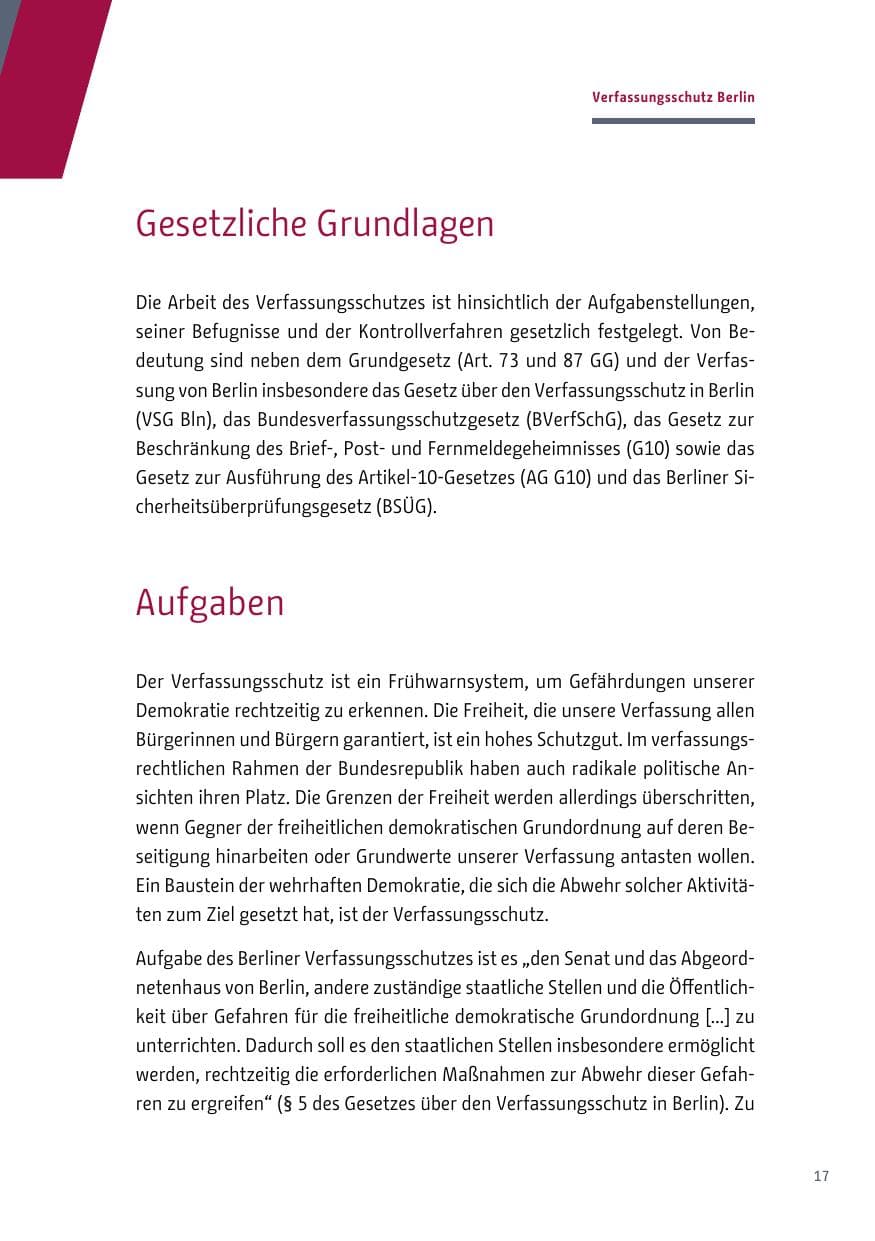 Seite 18 des Verfassungsschutzbericht 2017 Berlin