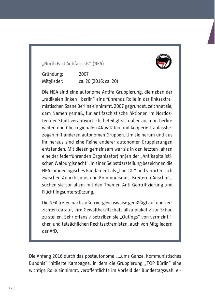Seite 171 des Verfassungsschutzbericht 2017 Berlin