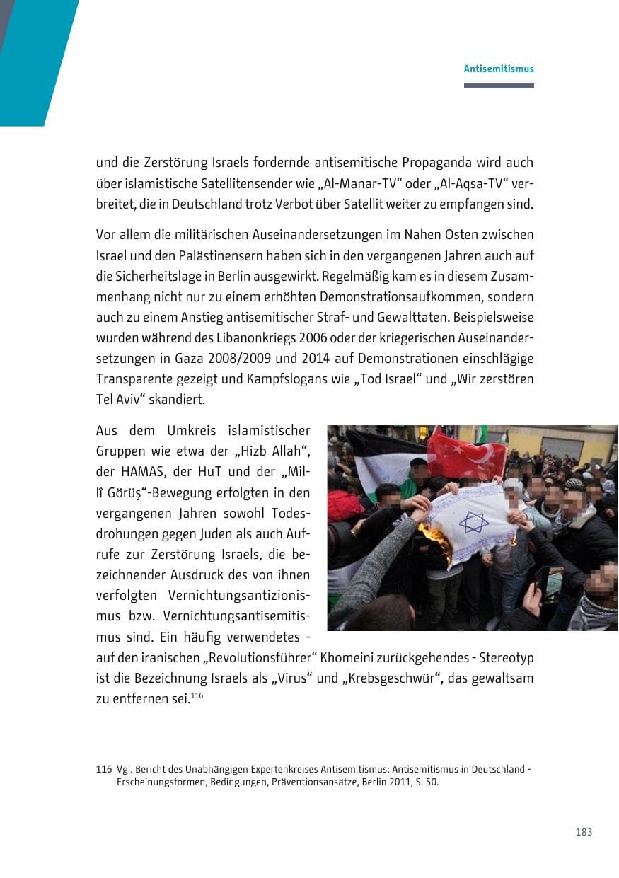 Seite 184 des Verfassungsschutzbericht 2017 Berlin