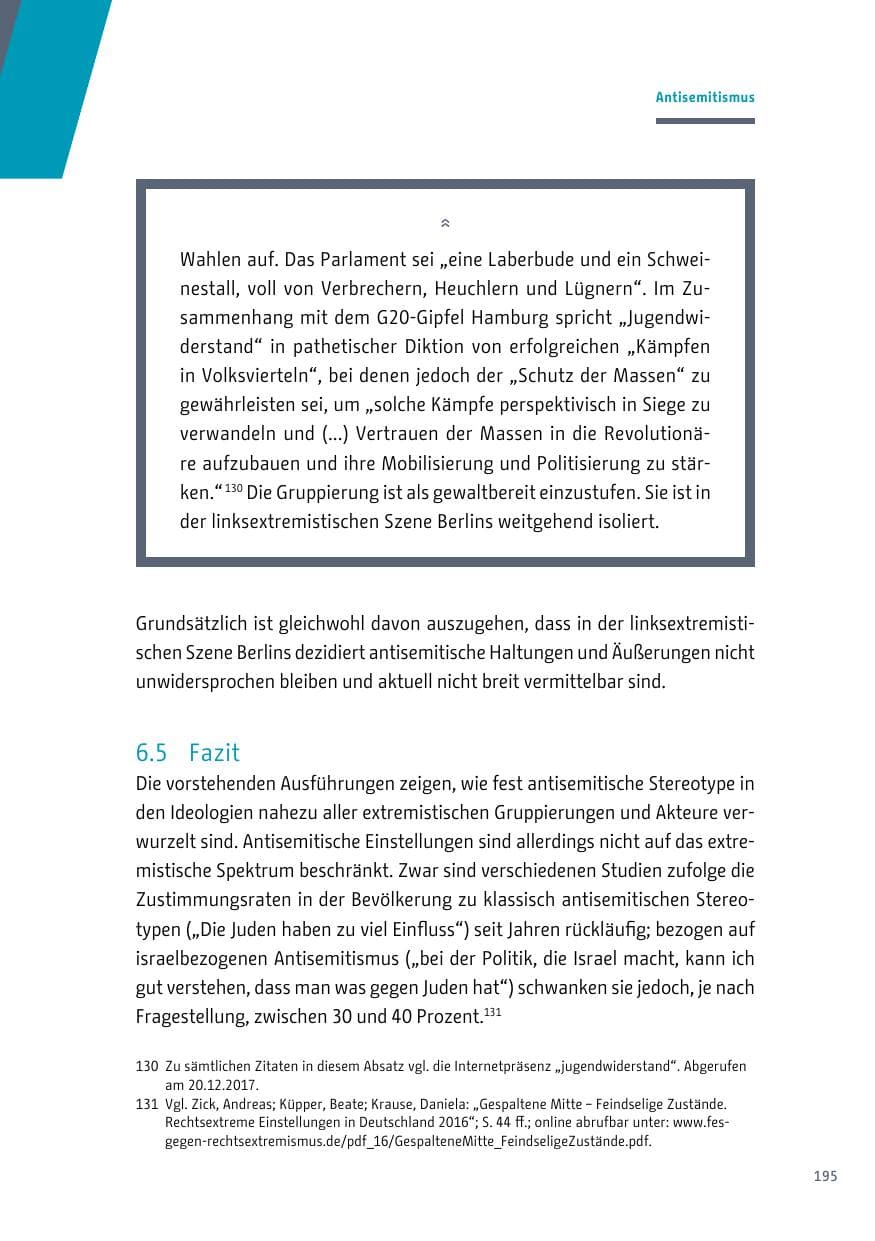 Seite 196 des Verfassungsschutzbericht 2017 Berlin