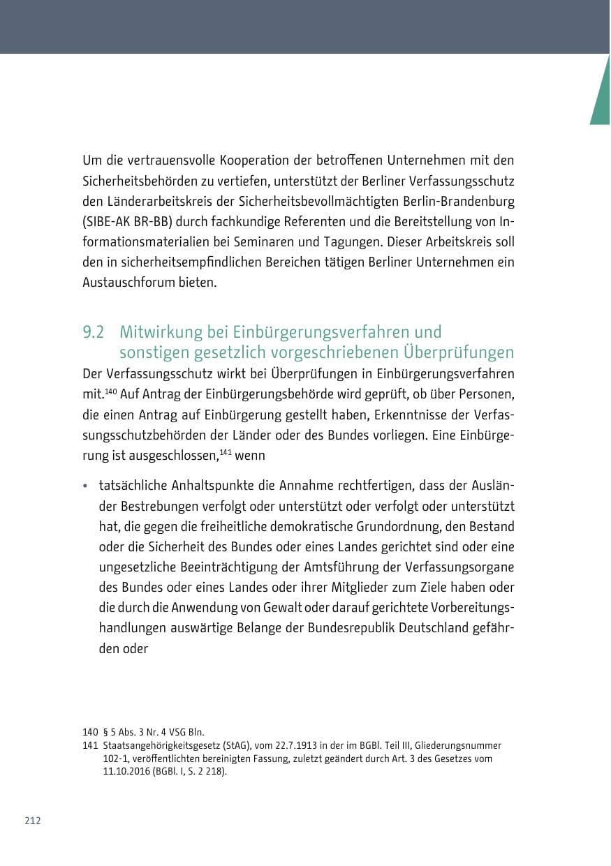 Seite 213 des Verfassungsschutzbericht 2017 Berlin