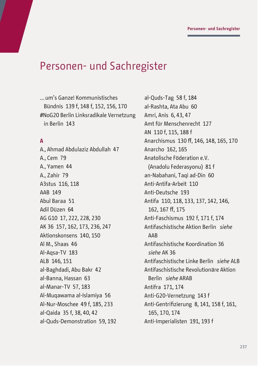 Seite 238 des Verfassungsschutzbericht 2017 Berlin