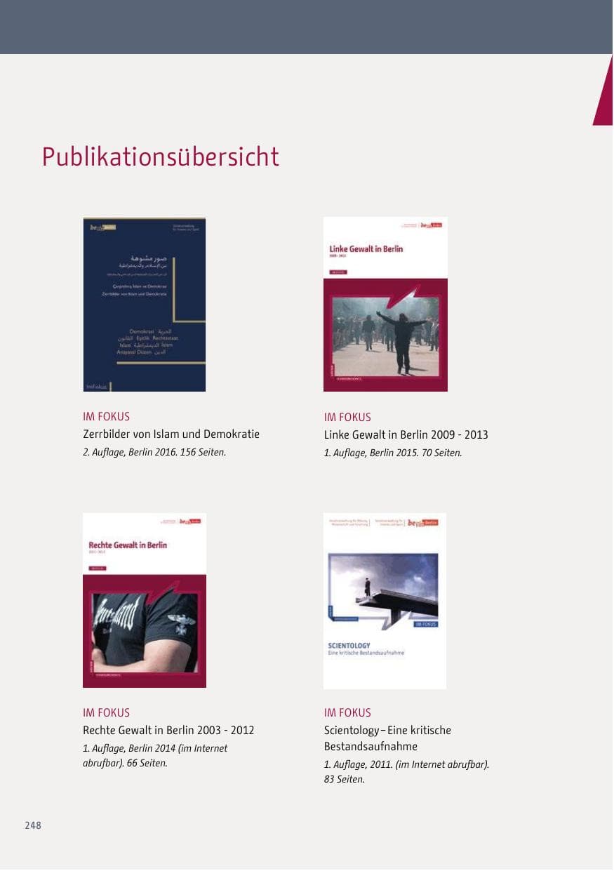 Seite 249 des Verfassungsschutzbericht 2017 Berlin