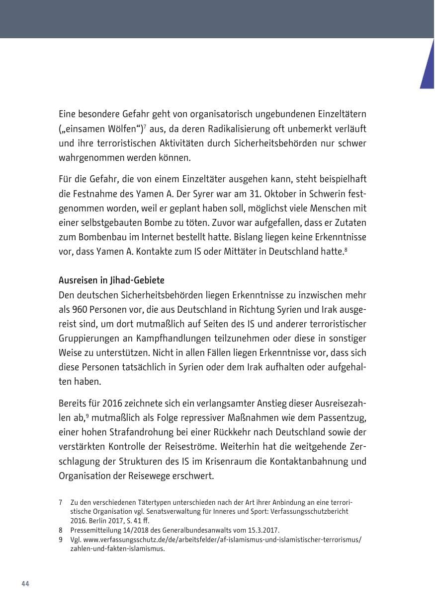 Seite 45 des Verfassungsschutzbericht 2017 Berlin