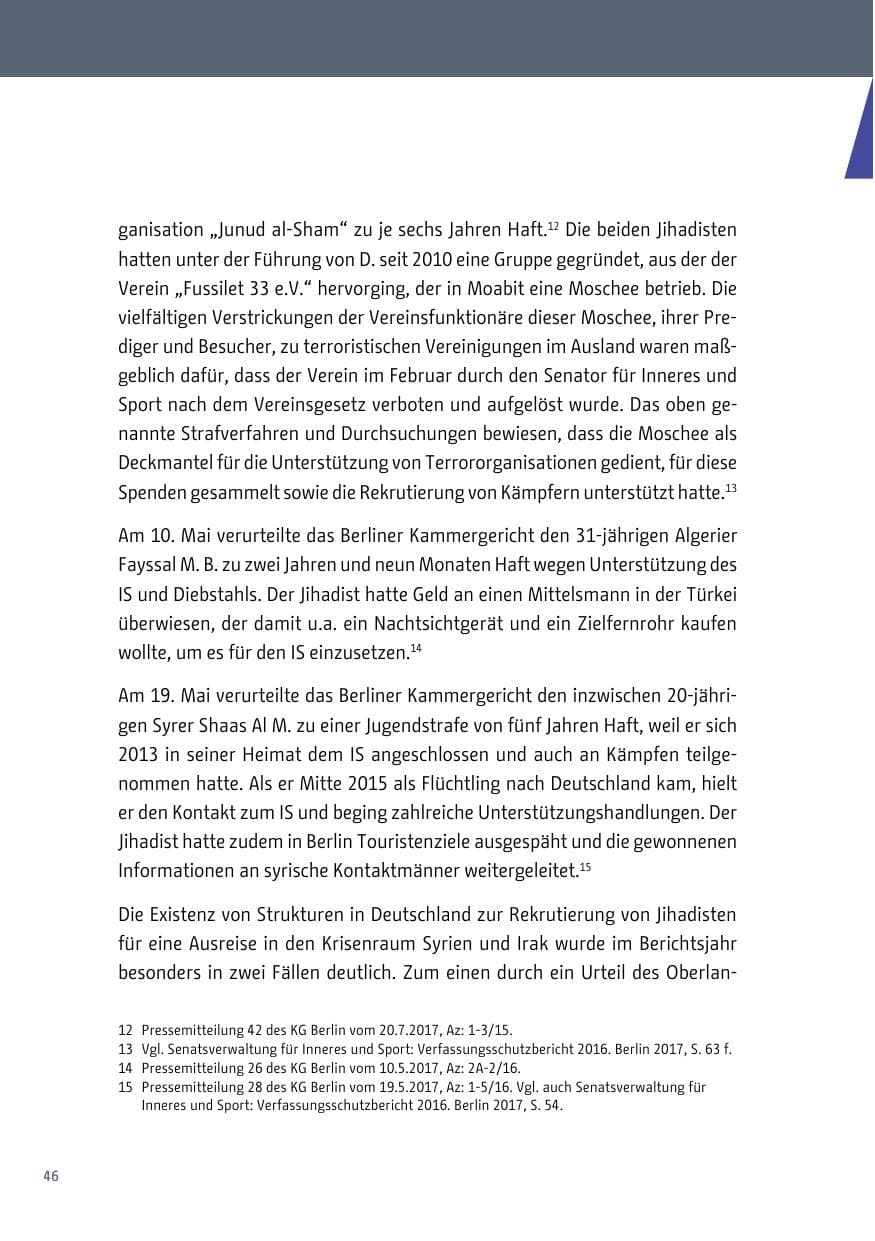 Seite 47 des Verfassungsschutzbericht 2017 Berlin
