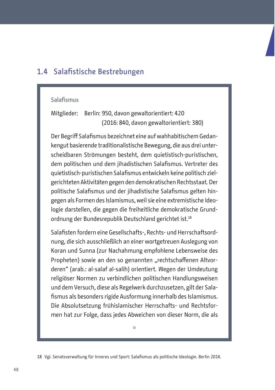 Seite 49 des Verfassungsschutzbericht 2017 Berlin