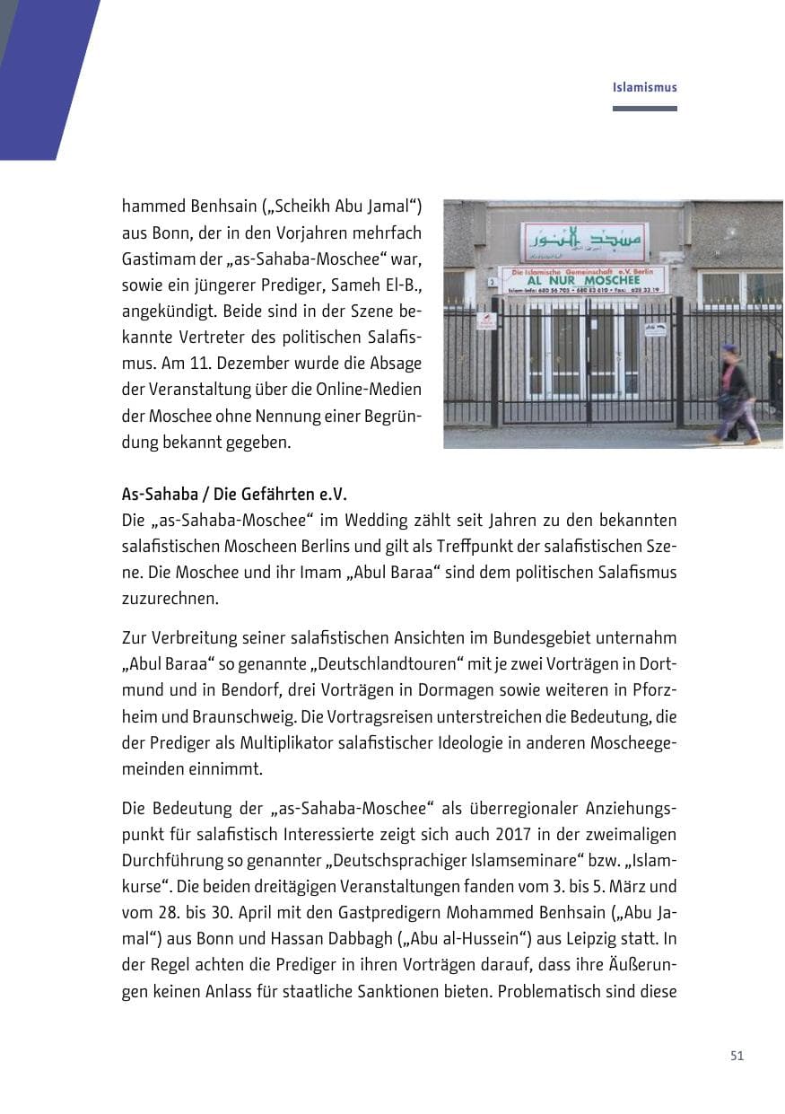 Seite 52 des Verfassungsschutzbericht 2017 Berlin