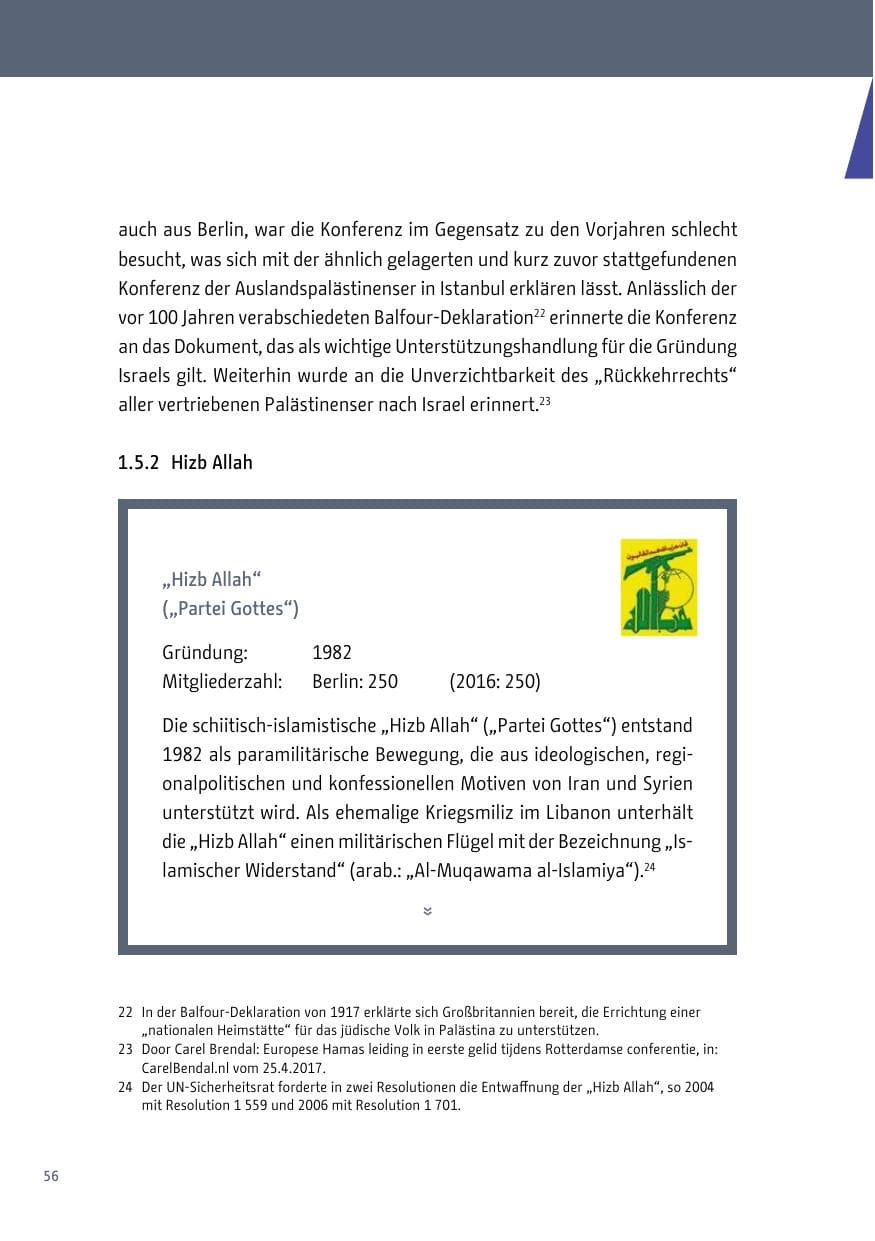 Seite 57 des Verfassungsschutzbericht 2017 Berlin