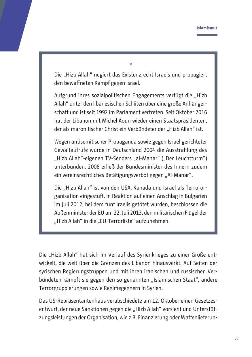 Seite 58 des Verfassungsschutzbericht 2017 Berlin