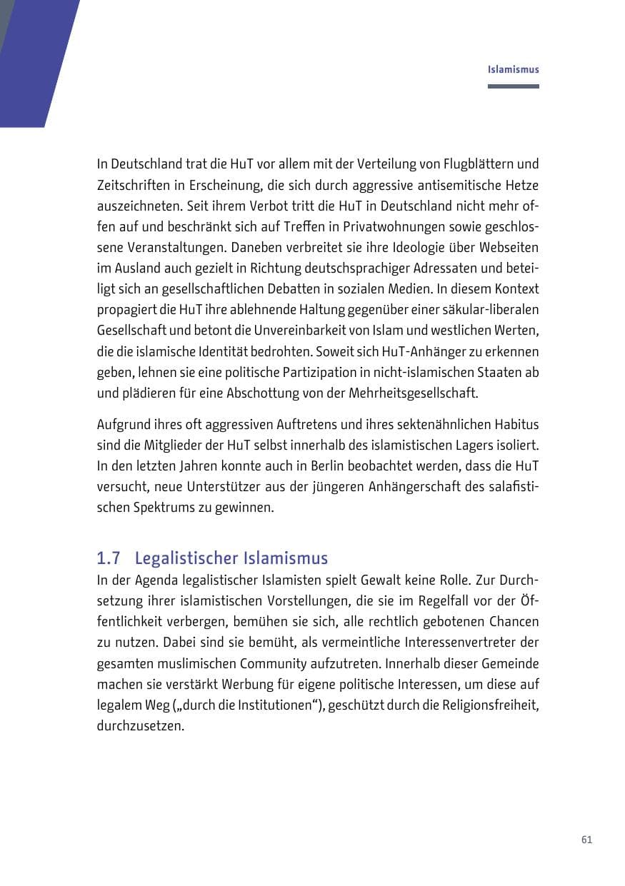 Seite 62 des Verfassungsschutzbericht 2017 Berlin
