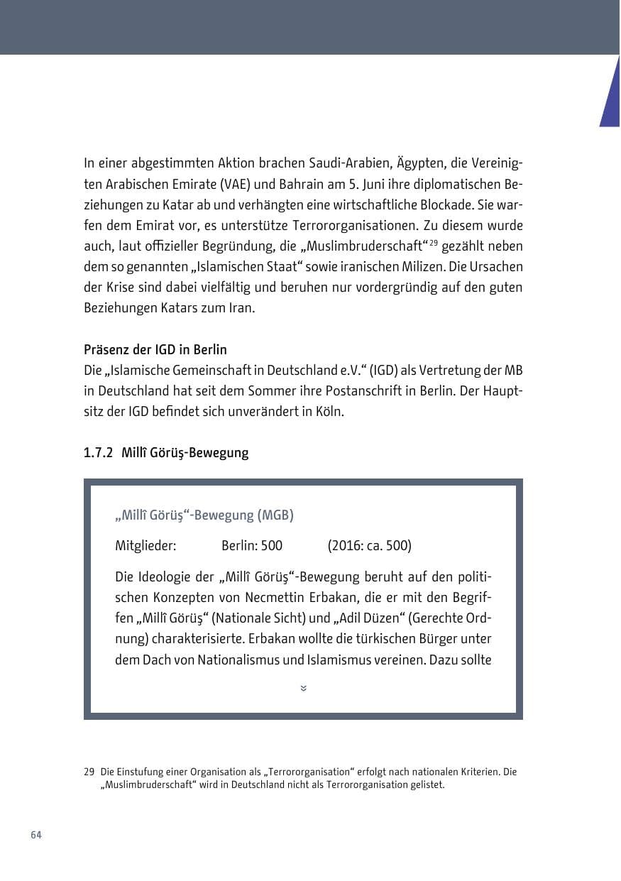 Seite 65 des Verfassungsschutzbericht 2017 Berlin