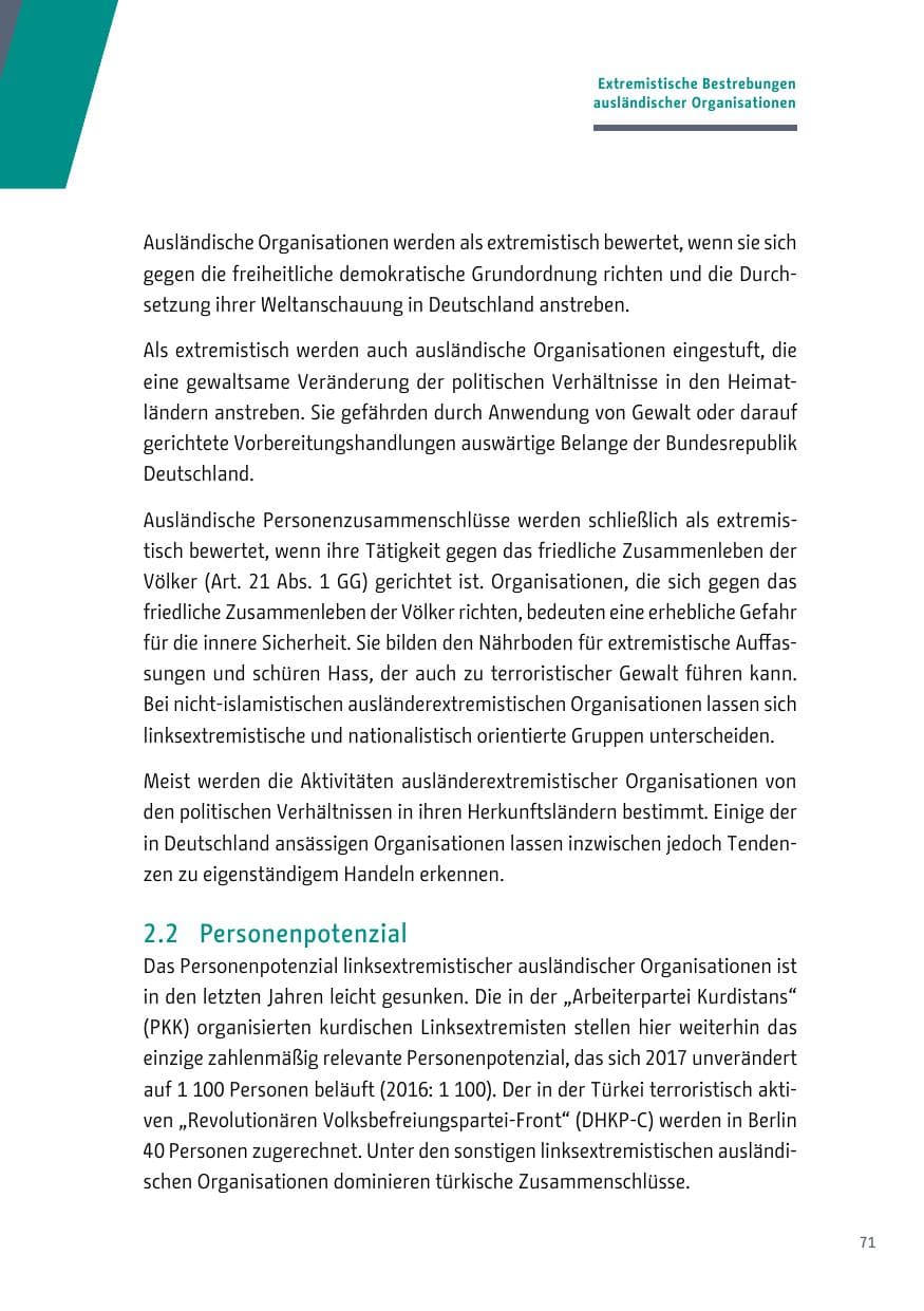 Seite 72 des Verfassungsschutzbericht 2017 Berlin