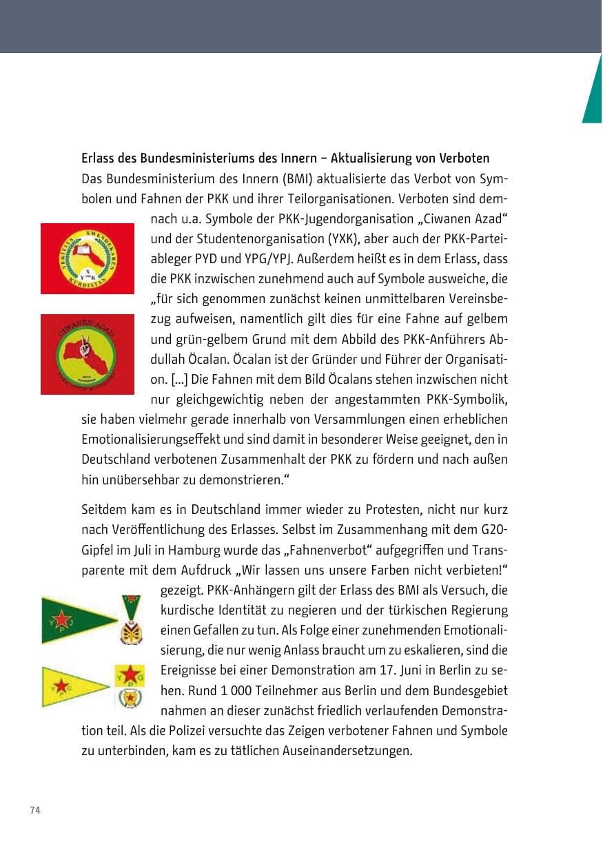 Seite 75 des Verfassungsschutzbericht 2017 Berlin