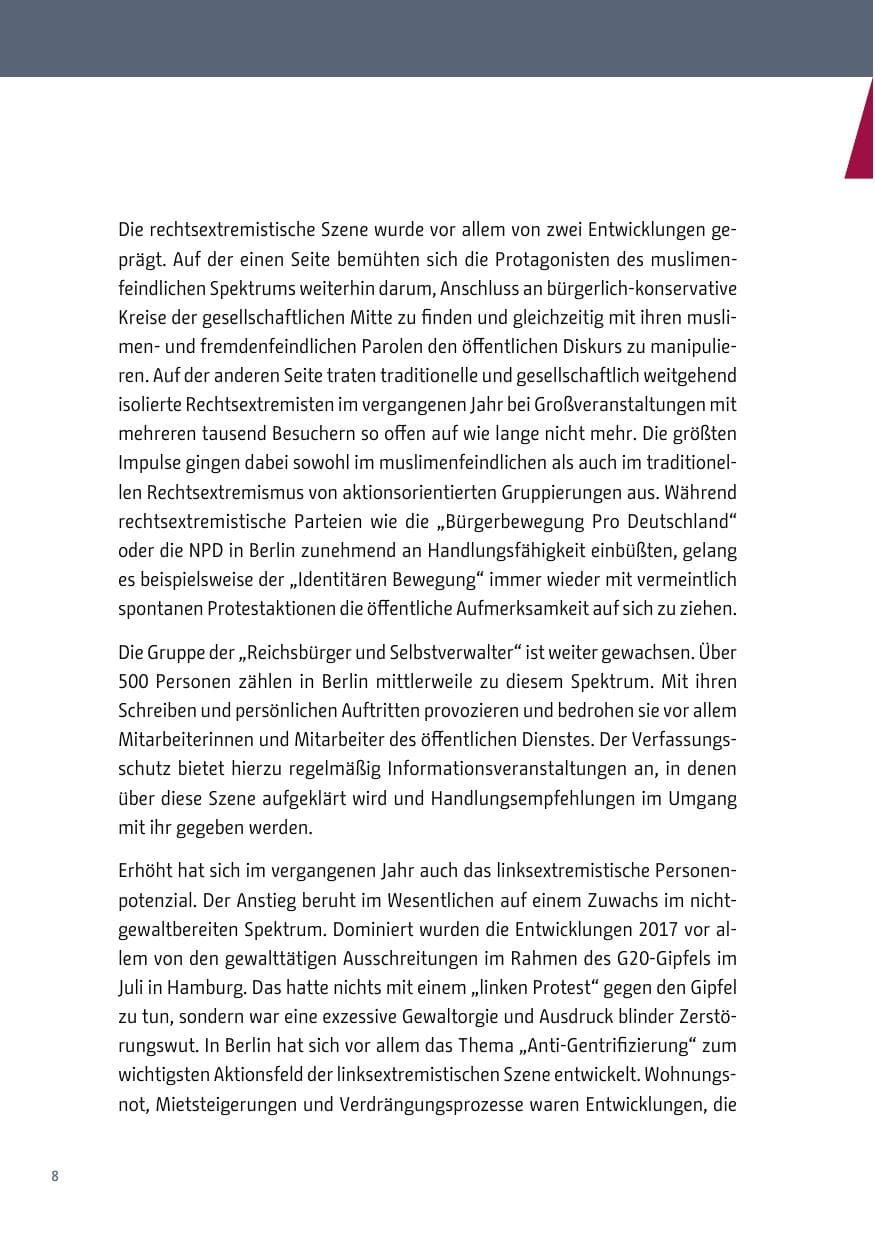Seite 9 des Verfassungsschutzbericht 2017 Berlin
