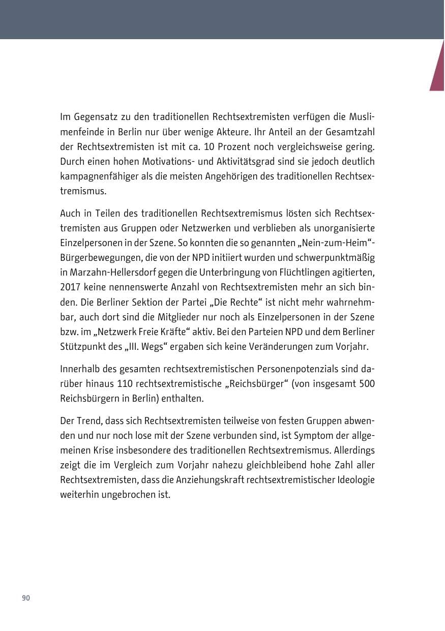 Seite 91 des Verfassungsschutzbericht 2017 Berlin