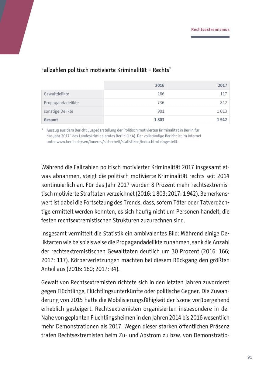 Seite 92 des Verfassungsschutzbericht 2017 Berlin