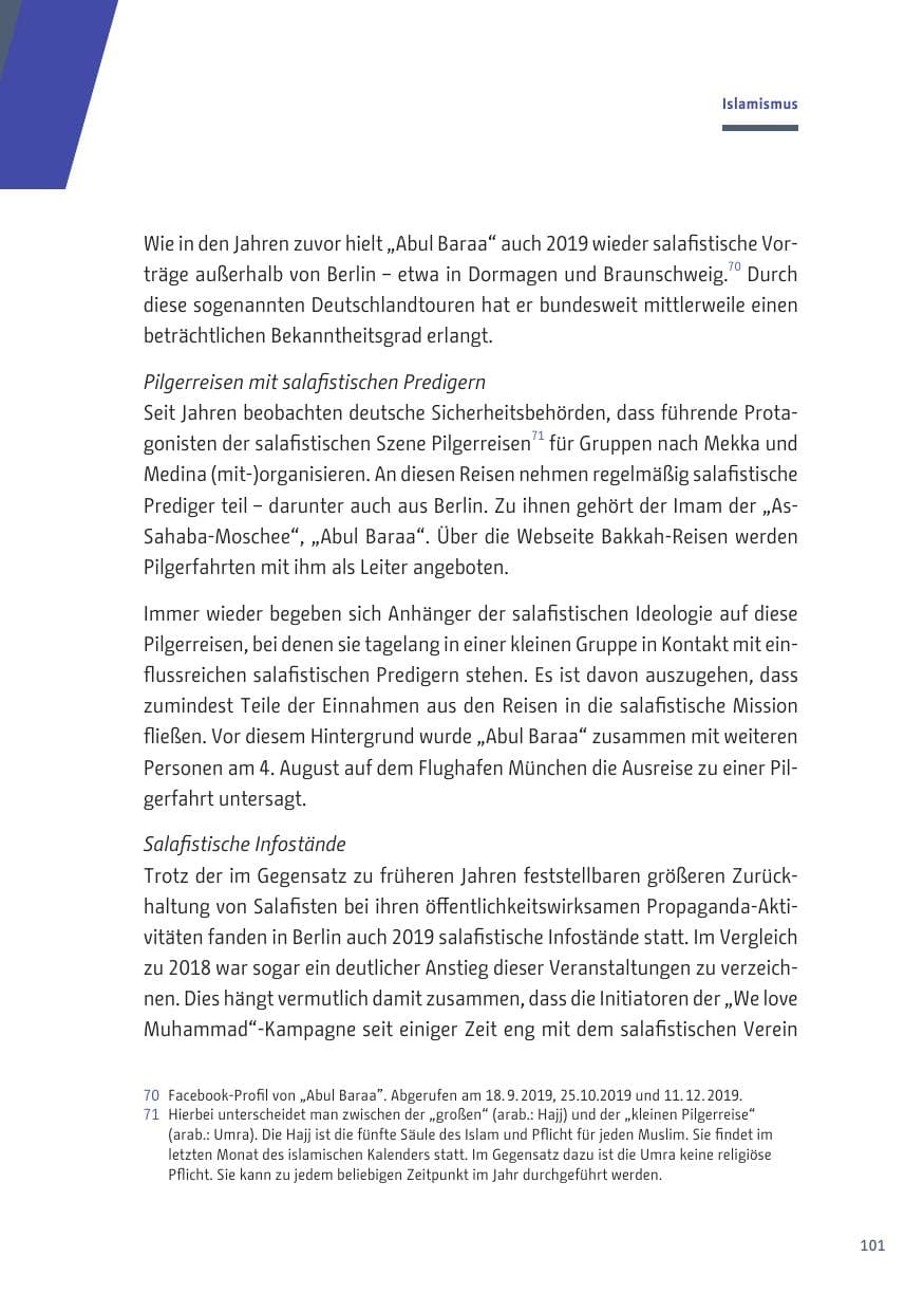 Seite 101 des Verfassungsschutzbericht 2019 Berlin