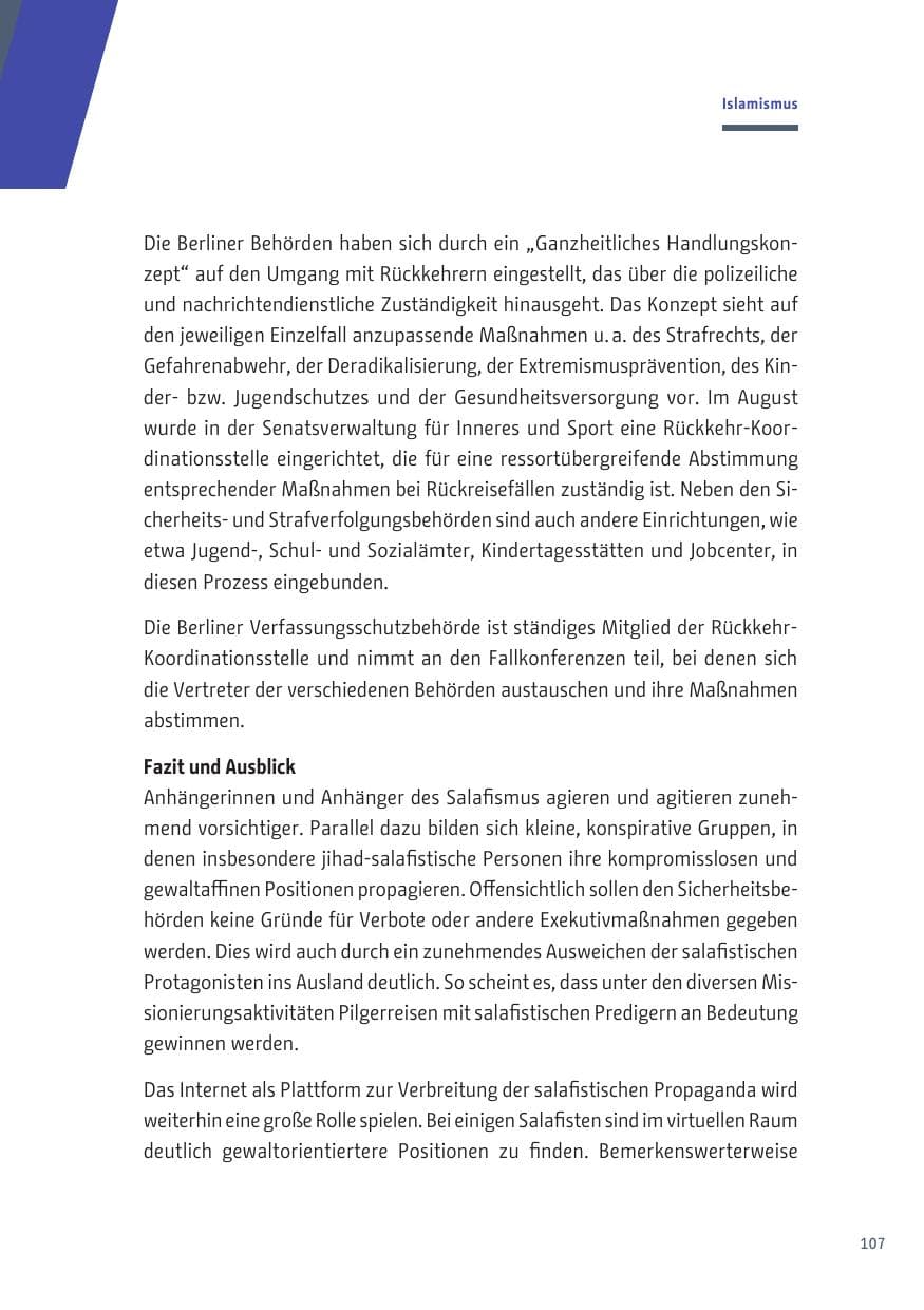 Seite 107 des Verfassungsschutzbericht 2019 Berlin