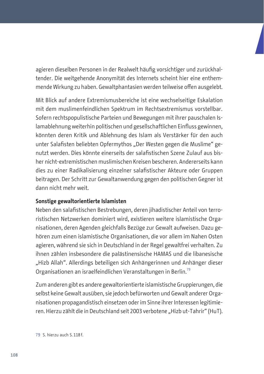 Seite 108 des Verfassungsschutzbericht 2019 Berlin