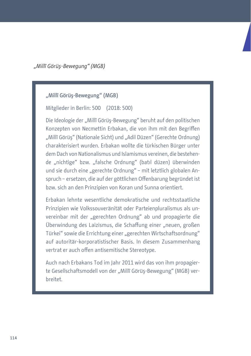 Seite 114 des Verfassungsschutzbericht 2019 Berlin
