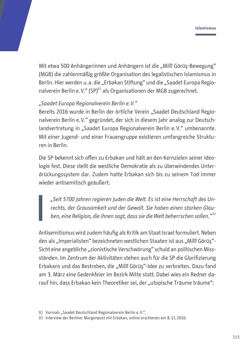 Seite 115 des Verfassungsschutzbericht 2019 Berlin