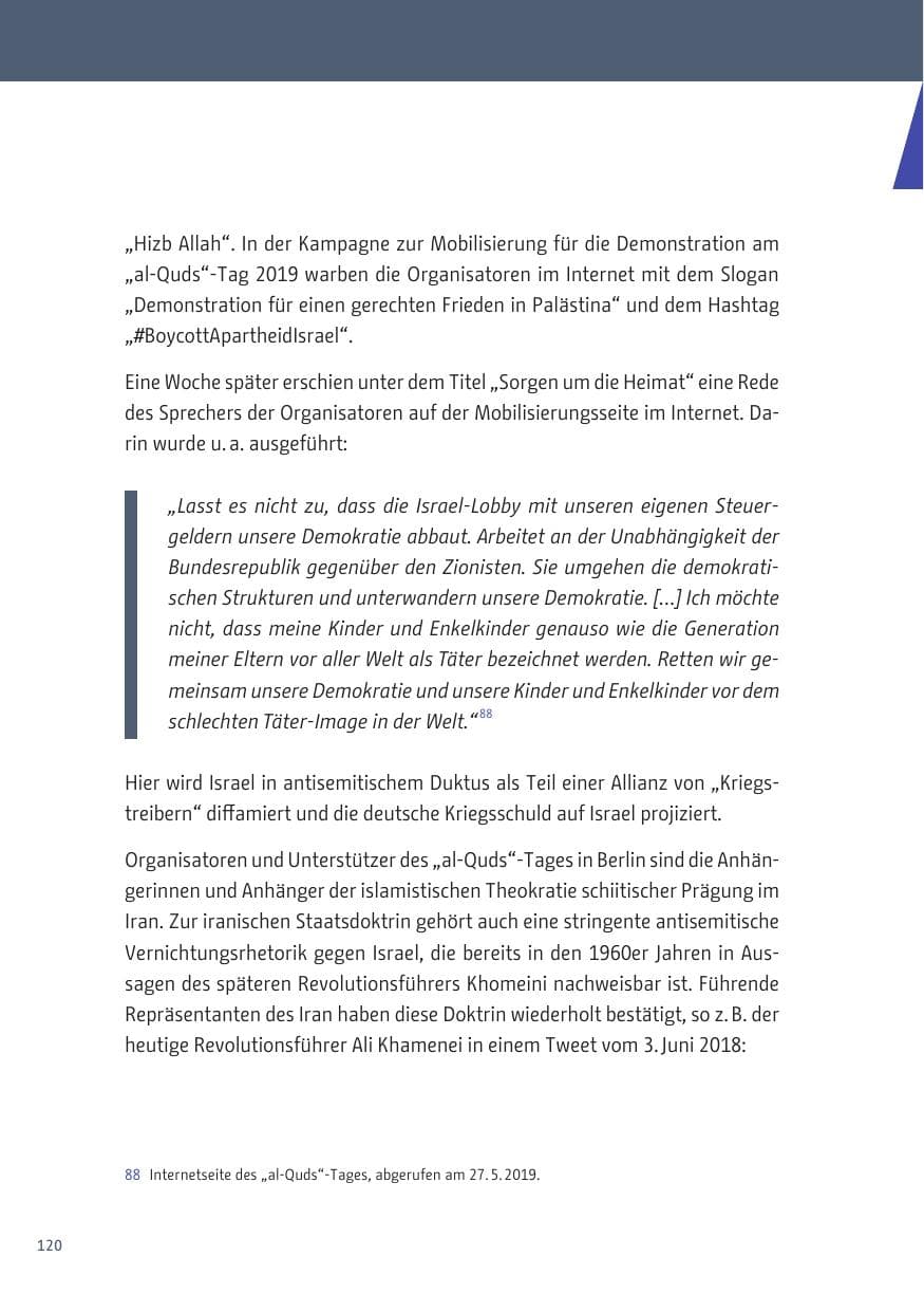 Seite 120 des Verfassungsschutzbericht 2019 Berlin