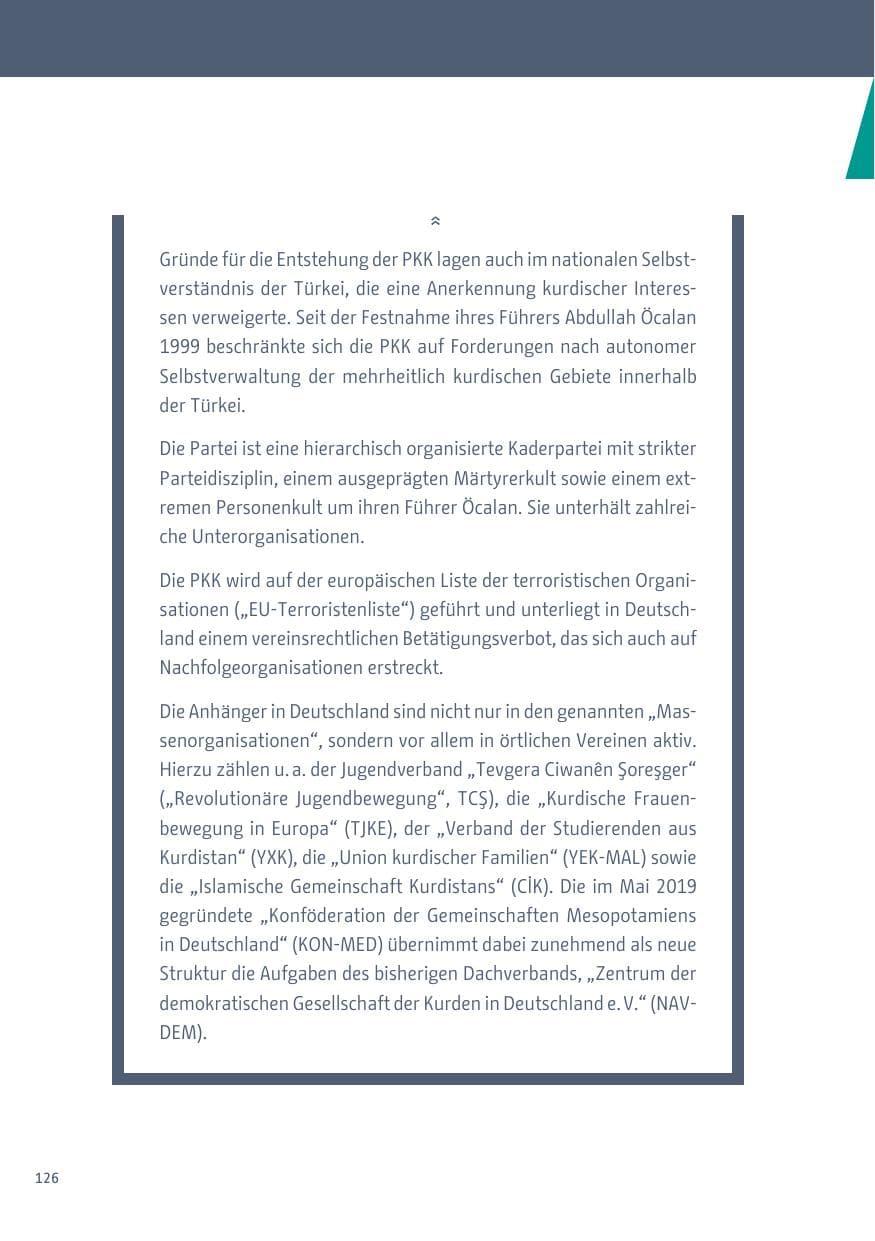 Seite 126 des Verfassungsschutzbericht 2019 Berlin