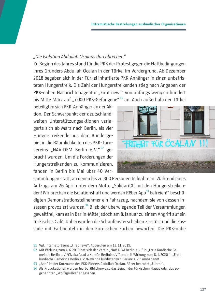 Seite 127 des Verfassungsschutzbericht 2019 Berlin