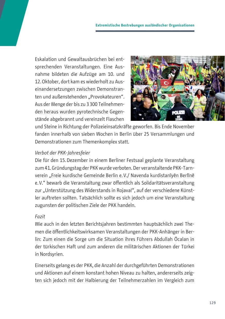 Seite 129 des Verfassungsschutzbericht 2019 Berlin