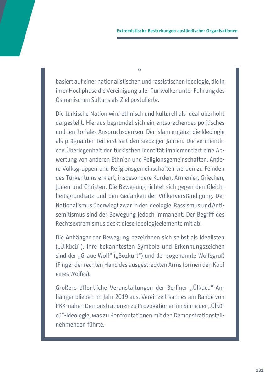 Seite 131 des Verfassungsschutzbericht 2019 Berlin