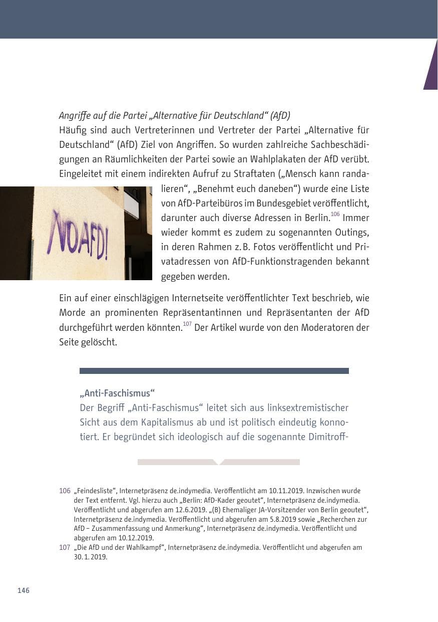 Seite 146 des Verfassungsschutzbericht 2019 Berlin