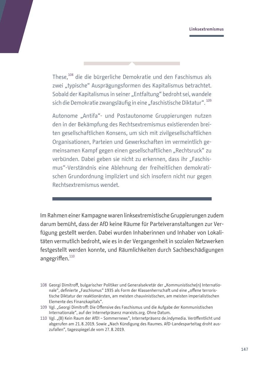 Seite 147 des Verfassungsschutzbericht 2019 Berlin
