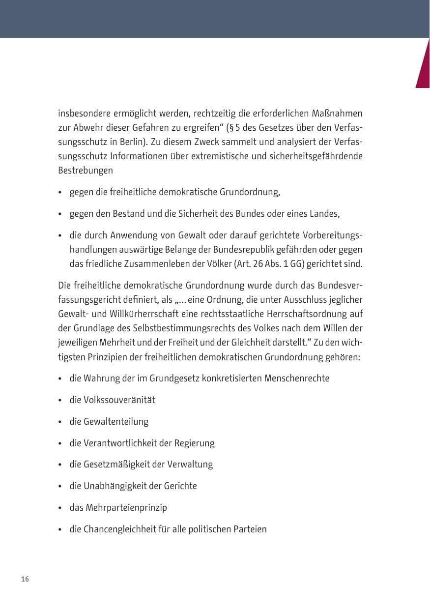 Seite 16 des Verfassungsschutzbericht 2019 Berlin